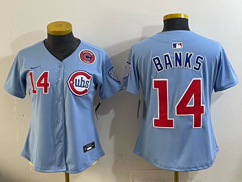 Youth 2026 Chicago Cubs #14 Banks Blue Game Nike MLB Jersey 041402->women nfl jersey->Women Jersey